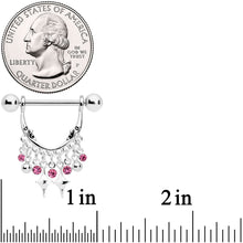 Load image into Gallery viewer, 14G 5/8 Pink Gem Moons Dangle Nipple Ring Set