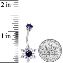 Load image into Gallery viewer, Clear Blue CZ Gem Snowflake Christmas Belly Ring