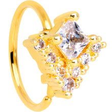 Load image into Gallery viewer, 20G 5/16 Clear CZ Gem Gold Tone Chevron Nose Hoop
