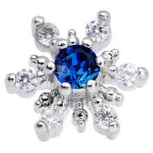Load image into Gallery viewer, 20G 5/16 Clear Blue CZ Gem Snowflake Christmas Nose Bone