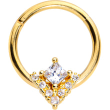 将图片加载到图库查看器,16G 3/8 Clear CZ Gem Gold Tone Vivid Vee Hinged Segment Ring