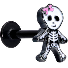 Load image into Gallery viewer, 16G 5/16 Black Skeleton Girl Halloween Labret Monroe Tragus