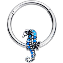 将图片加载到图库查看器,16G 3/8 Tiny Seahorse Nautical Hinged Segment Ring