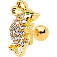 Load image into Gallery viewer, 16G 1/4 Clear Gem Gold Tone Mouse Cartilage Tragus Earring