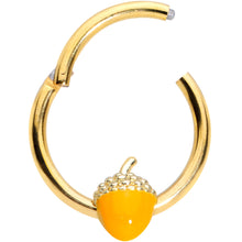 Load image into Gallery viewer, 16G 3/8 Gold Tone Orange Acorn Hinged Segment Ring