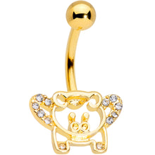 Load image into Gallery viewer, Clear Gem Gold Tone Flying Pigs Belly Ring