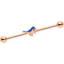 将图片加载到图库查看器,14G Rose Gold Tone Blue Bird Industrial Barbell 38mm