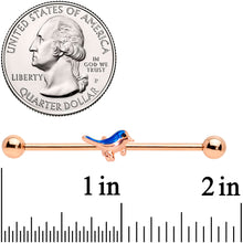将图片加载到图库查看器,14G Rose Gold Tone Blue Bird Industrial Barbell 38mm