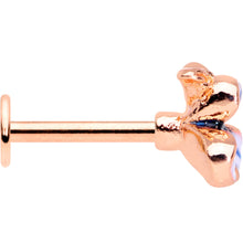 Load image into Gallery viewer, 16G 5/16 Rose Gold Tone Blue Tropical Flower Labret Monroe Tragus