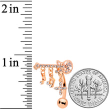 Load image into Gallery viewer, Clear CZ Gem Rose Gold Tone Rock Star Music Guitar Belly Ring