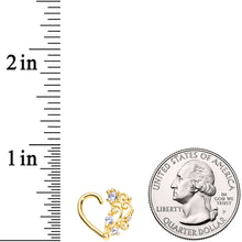 Load image into Gallery viewer, 16G 3/8 Clear CZ Gem Gold Tone Wave Open Heart Left Closure Ring