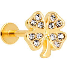 Load image into Gallery viewer, 16G 5/16 Clear Gem Gold Tone Shamrock Labret Monroe Tragus