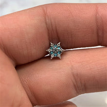 Load image into Gallery viewer, 16G 5/16 Aqua CZ Gem Snowflake Christmas Labret Monroe Tragus