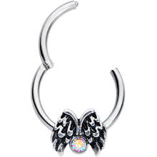 将图片加载到图库查看器,16G 3/8 Aurora Gem Holiday Angels Wings Hinged Segment Ring