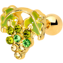 Load image into Gallery viewer, 16G 1/4 Green Gem Gold Tone Bunch of Grapes Cartilage Tragus