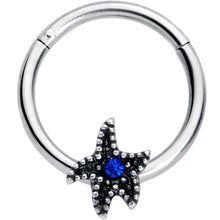 将图片加载到图库查看器,16G 3/8 Blue Gem Super Starfish Nautical Hinged Segment Ring