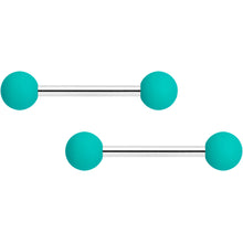 将图片加载到图库查看器,14G 9/16 Thoroughly Teal Matte Barbell Nipple Ring Set