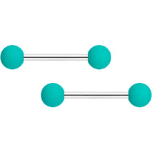 Load image into Gallery viewer, 14G 9/16 Teal Black Matte Barbell Nipple Ring Set of 4