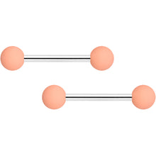 Load image into Gallery viewer, 14G 9/16 Pink Peach Matte Barbell Nipple Ring Set of 4