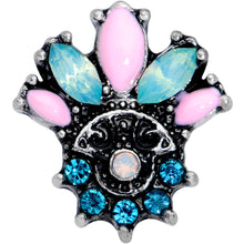 Load image into Gallery viewer, 16G Blue Pink Green Gem Fan Flower Cartilage Tragus Earring