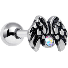 Load image into Gallery viewer, 16G 1/4 Aurora Gem Angel Wings Cartilage Tragus Earring