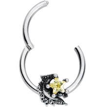 Load image into Gallery viewer, 16G 3/8 Yellow Gem Shooting Star Hinged Segment Ring