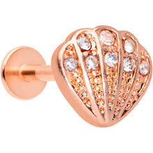 Load image into Gallery viewer, 16G 5/16 Clear Gem Rose Gold Tone Shell Labret Monroe Tragus