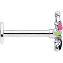 Load image into Gallery viewer, 16G 5/16 Green Purple Tropical Flower Labret Monroe Tragus