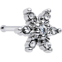 Load image into Gallery viewer, 20G 1/4 Clear CZ Gem Snowflake Christmas Nose Bone