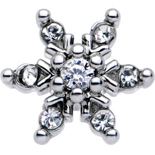 Load image into Gallery viewer, 20G 1/4 Clear CZ Gem Snowflake Christmas Nose Bone