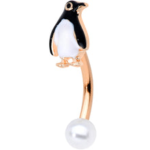 Load image into Gallery viewer, Rose Gold Tone Winter Penguin Christmas Belly Ring Set of 3