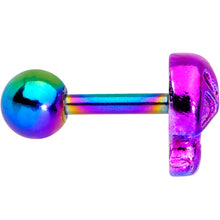 Load image into Gallery viewer, 16G 1/4 Rainbow Plated Scary Skull Cartilage Tragus Earring