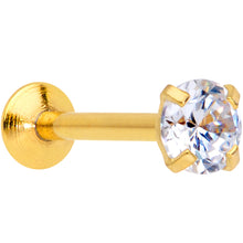 Load image into Gallery viewer, 18G 5/16 CZ Gem Gold PVD 3mm Threadless Push In Labret Tragus
