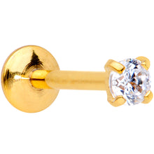 Load image into Gallery viewer, 20G 1/4 CZ Gem Gold PVD 2mm Threadless Push In Labret Tragus