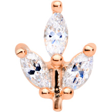 Load image into Gallery viewer, 16G 5/16 CZ Rose Gold PVD Leaf Threadless Push In Labret Tragus