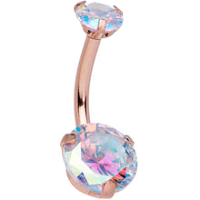 将图片加载到图库查看器,Aurora CZ Gem Rose Gold Tone Top Internally Threaded Belly Ring