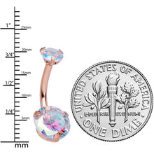 将图片加载到图库查看器,Aurora CZ Gem Rose Gold Tone Top Internally Threaded Belly Ring
