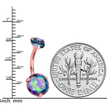 将图片加载到图库查看器,Vitrail CZ Gem Rose Gold Tone Duo Internally Threaded Belly Ring