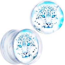 Load image into Gallery viewer, Clear Blue Acrylic Animal Cheetah Saddle Plug Set 2G to 1 Inch