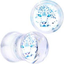 Load image into Gallery viewer, Clear Blue Acrylic Animal Cheetah Saddle Plug Set 2G to 1 Inch