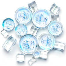 Load image into Gallery viewer, Clear Blue Acrylic Animal Cheetah Saddle Plug Set 2G to 1 Inch