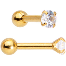 Load image into Gallery viewer, Clear CZ Gem Gold Tone Segment Ring Cartilage Industrial Set of 3