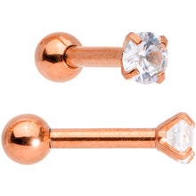 Load image into Gallery viewer, Clear CZ Gem Rose Gold Tone Segment Ring Cartilage Industrial Set of 3