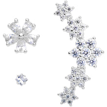 Load image into Gallery viewer, 16G 1/4 Clear CZ Gem Floral Labret Tragus Set of 3