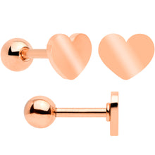 Load image into Gallery viewer, 18G Clear CZ Gem Rose Gold Tone Heart Cartilage Tragus Set of 8