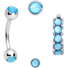 Load image into Gallery viewer, 16G Blue Orb Septum Labret Cartilage Tragus Set of 4
