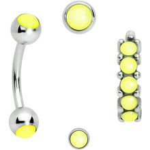 Load image into Gallery viewer, 16G Green Orb Septum Labret Cartilage Tragus Set of 4