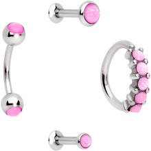 Load image into Gallery viewer, 16G Pink Orb Septum Labret Cartilage Tragus Set of 4