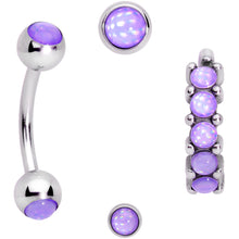 Load image into Gallery viewer, 16G Purple Orb Septum Labret Cartilage Tragus Set of 4