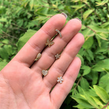 Load image into Gallery viewer, 16G 1/4 CZ Rose Gold Tone Internal Thread Labret Tragus Set of 6